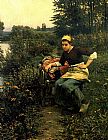 Woman in Landscape by Daniel Ridgway Knight